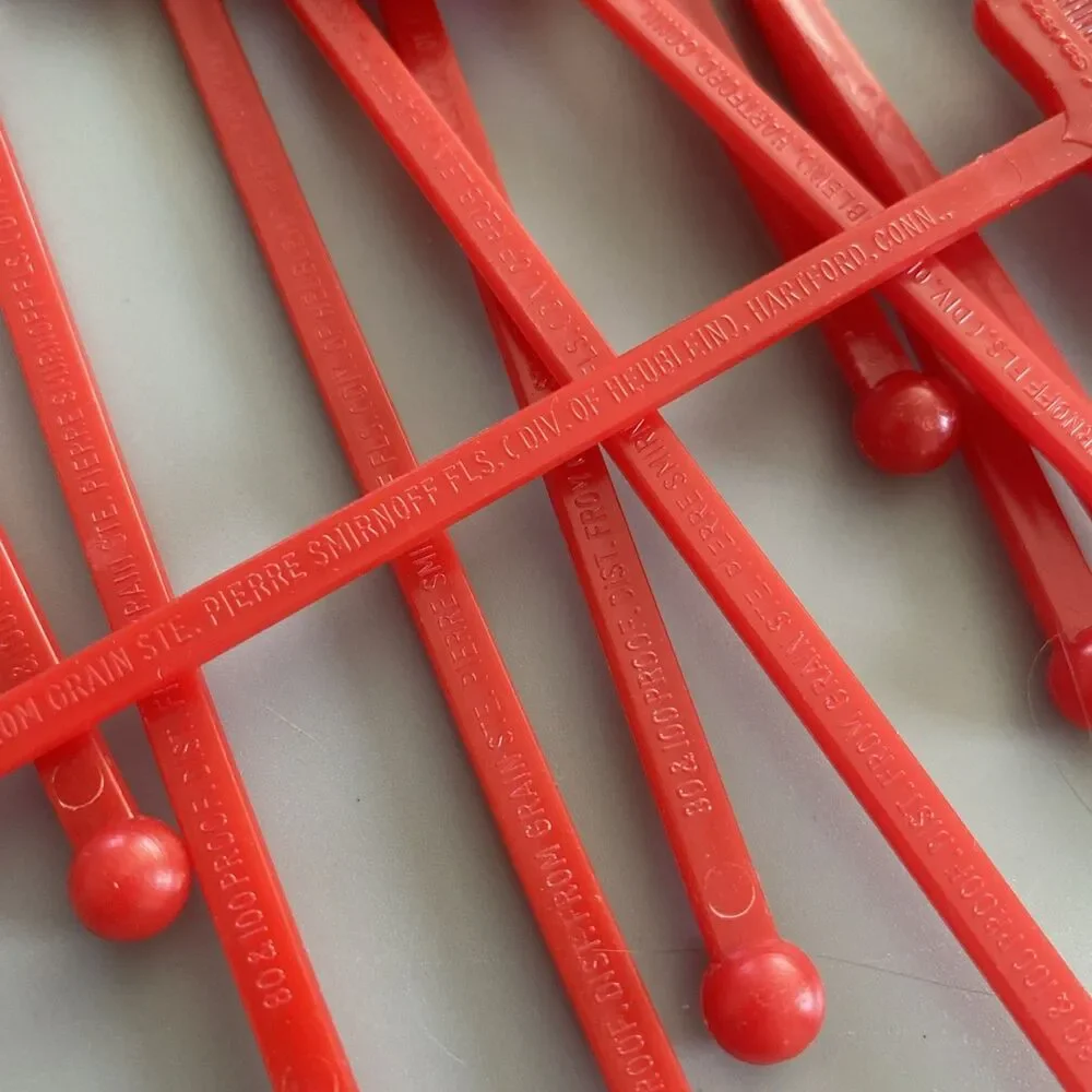 Lot 20 Vintage Smirnoff Vodka Swizzle Sticks Red Plastic Drink Stirrers Barware